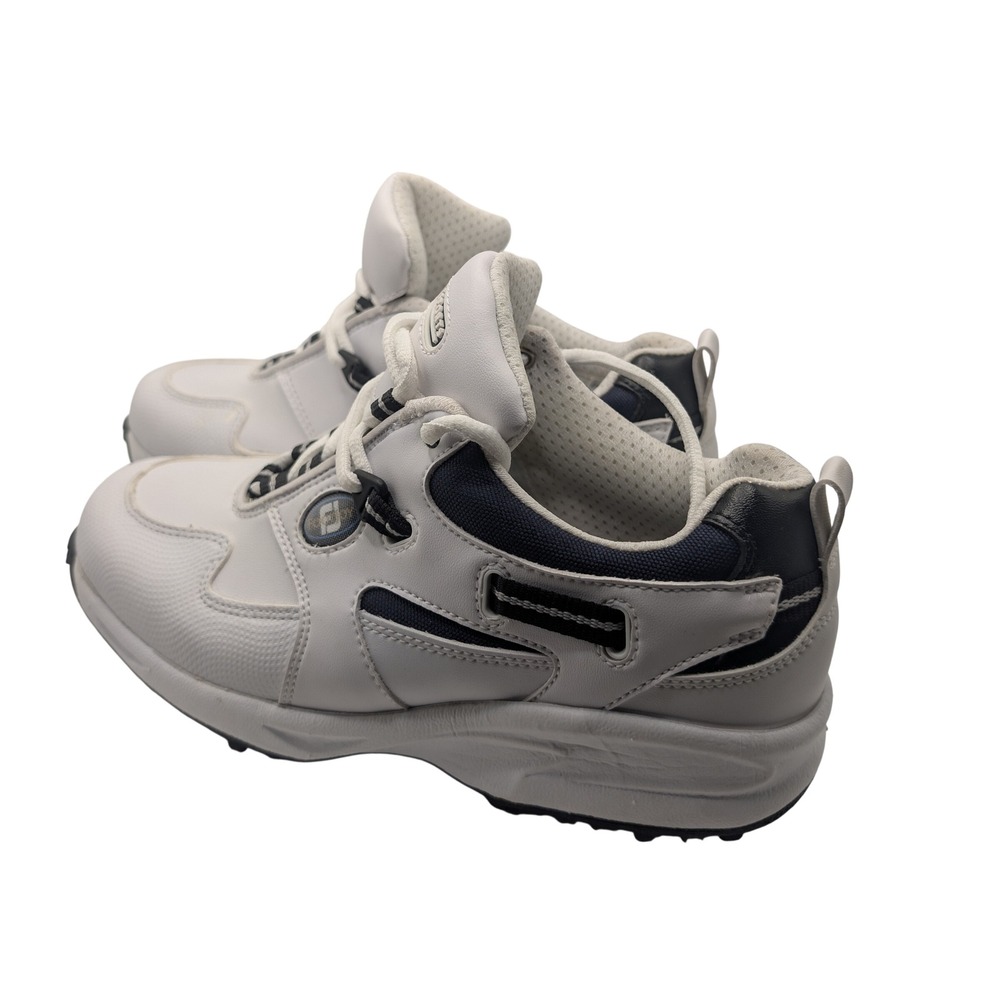 FootJoy Golf Shoes Junior 6 White Navy Blue FJ Sports Spiked Athletic 45004